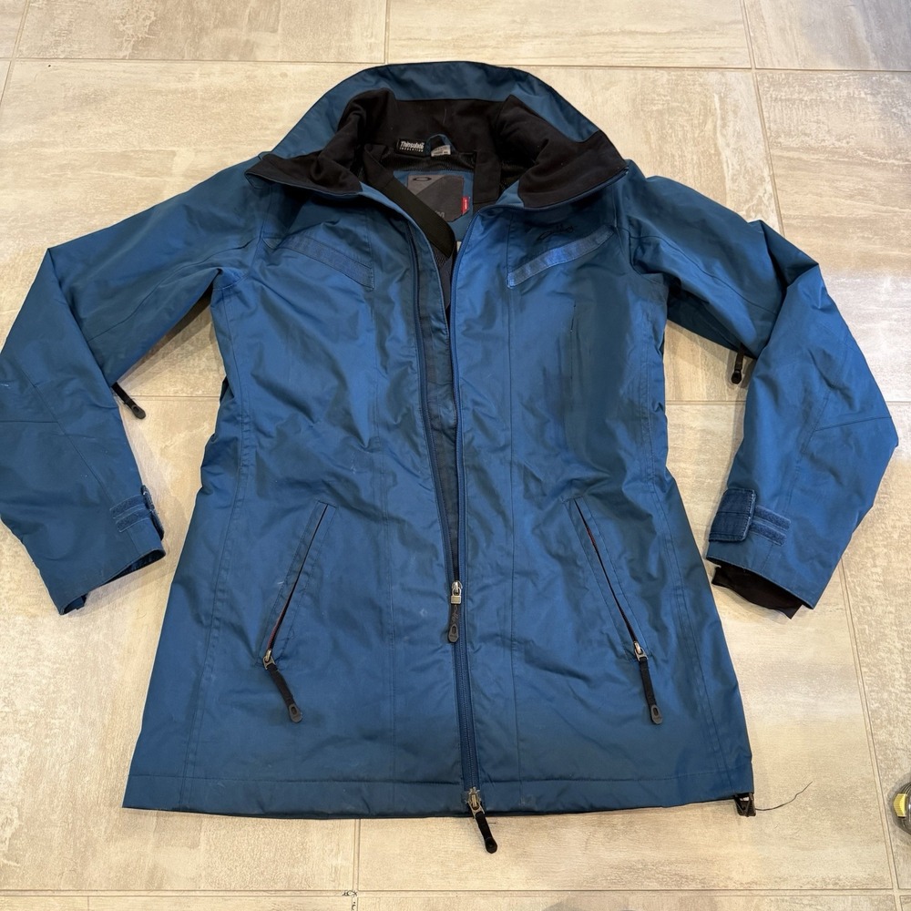 OAKLEY Size M Womens Blue Full Zip Stand Collar Snowboard Snow Diagonal Jacket‎